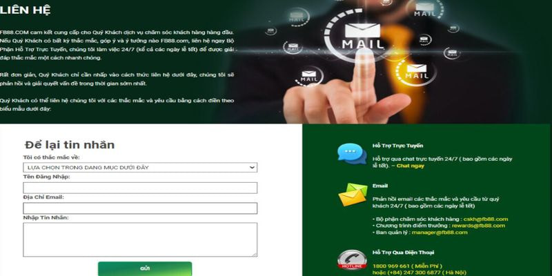 liên hệ fb88 qua mail